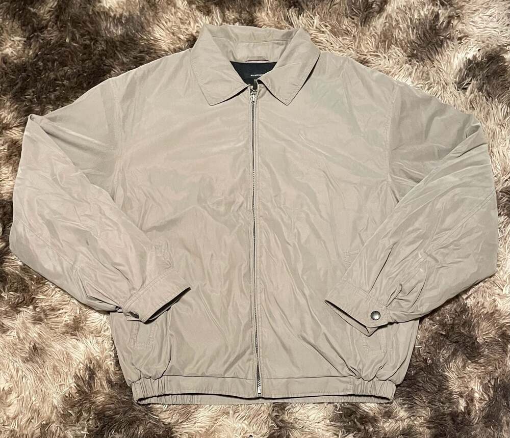 Outbrook Beige Light Jacket Zipper Elastic Waist Front Snap Pockets Men Size L